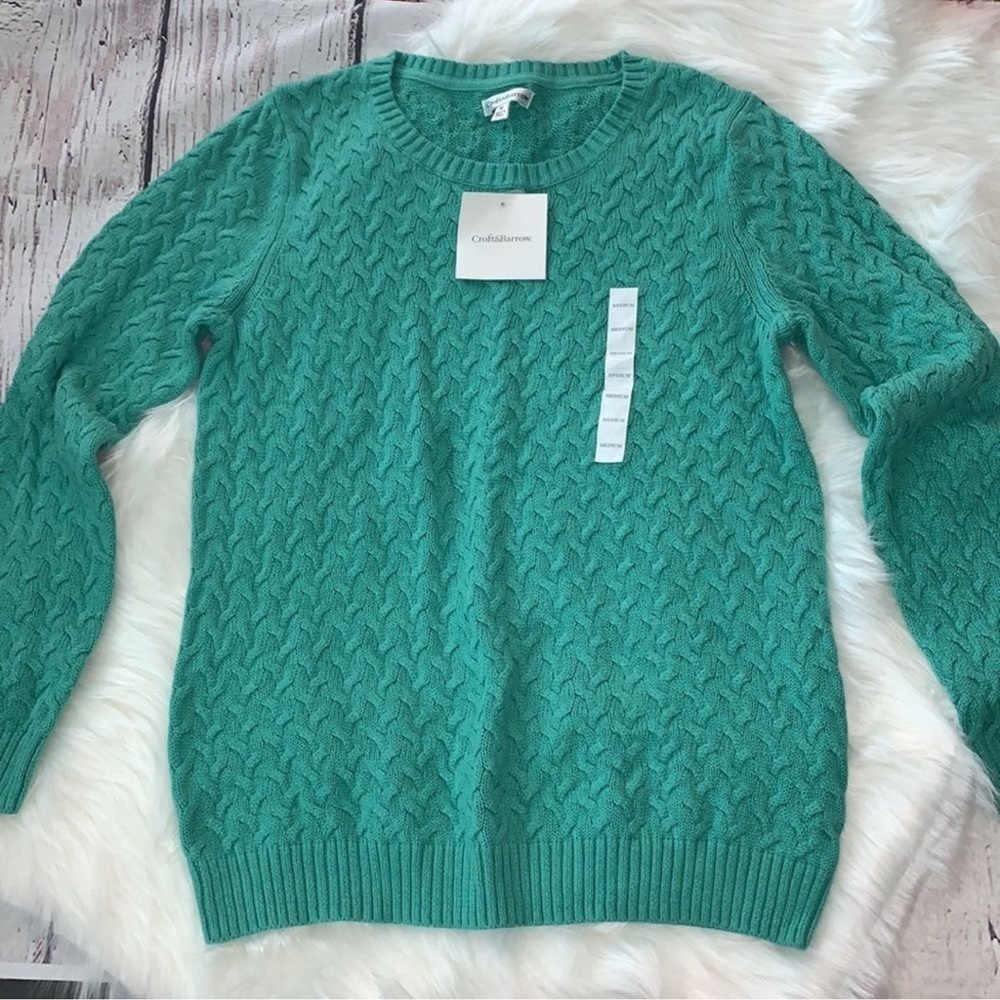 Croft & Barrow Teal Textured Sweater Cozy Teal Cable Knit Sweater